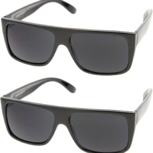 zeroUV Retro Flat Top Wide Temple Eazy E Style Rectangle Sunglasses 57mm