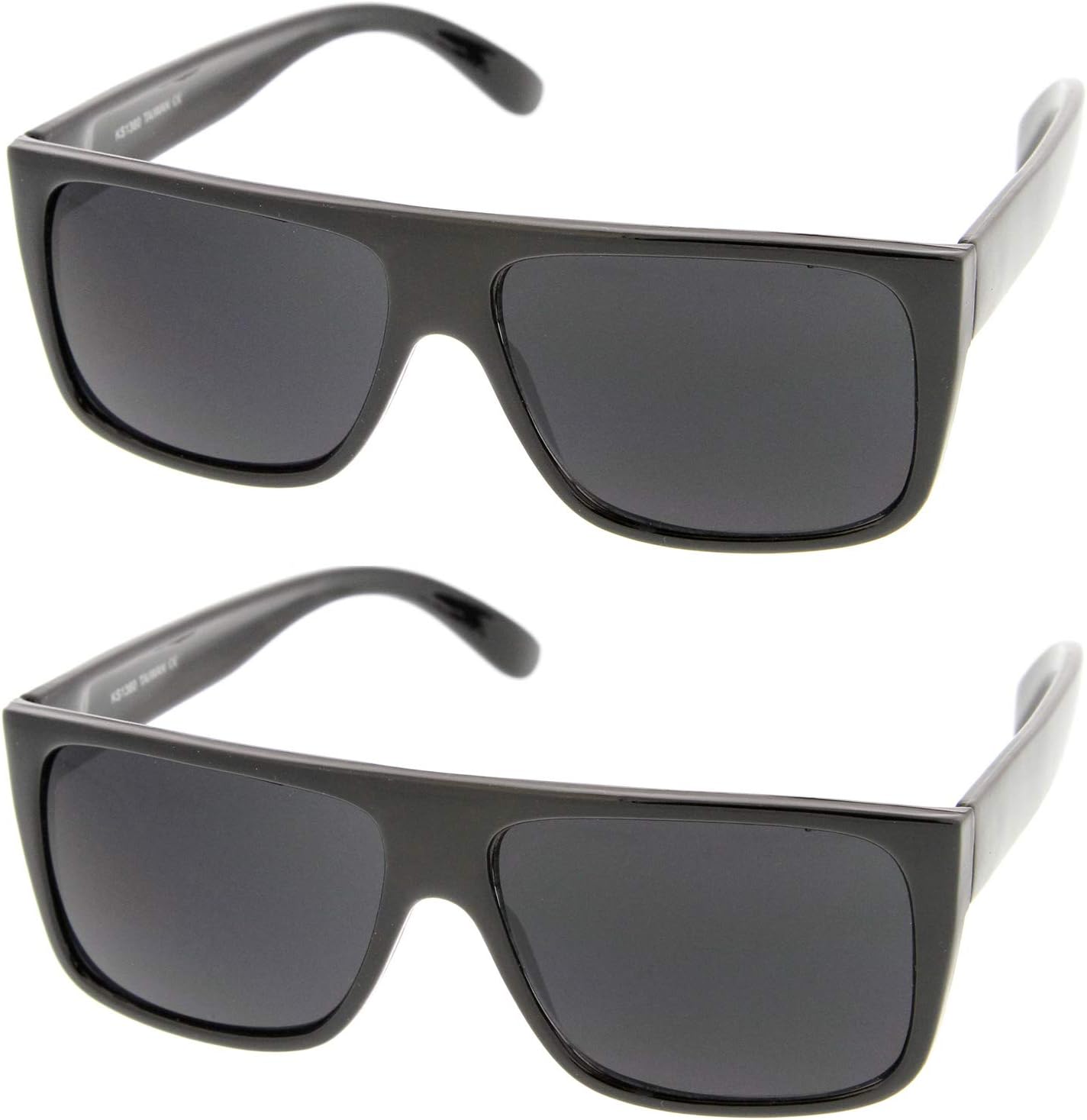 zeroUV Retro Flat Top Wide Temple Eazy E Style Rectangle Sunglasses 57mm